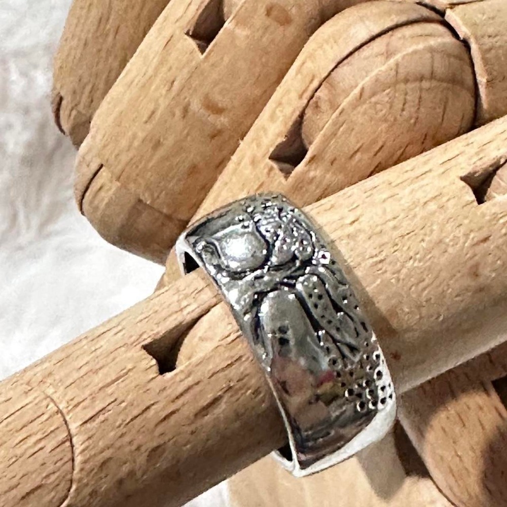 Silver Tone Tree of Life Boho Wide Band Ring diameter 18.61mm- ring size 8 5/8